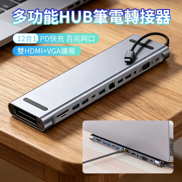 【ANTIAN】12合1 多功能HUB轉接器筆電底座 雙HDMI 百兆網路轉接頭 Mac筆電集線器 筆電支架