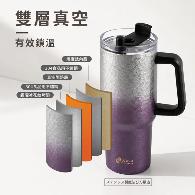 【FUJI-GRACE 日本富士雅麗】霜曜手把鈦飲杯1200ml