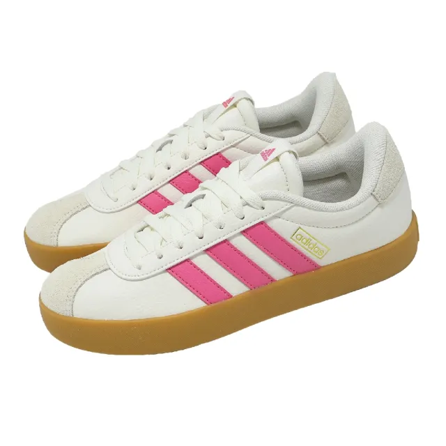 【adidas 愛迪達】休閒鞋 VL Court 3.0 女鞋 米 復古 皮革 膠底 JP5347