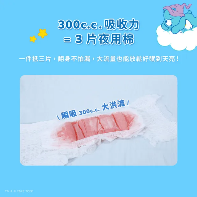 【愛康】8月集點加購-透芯涼感褲型衛生棉 Care Bears 聯名款(L號 / XL號)