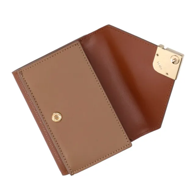 【FENDI 芬迪】Tri-fold FF Diamonds 微型 三摺 皮夾 零錢包 卡夾 短夾 馬鞍棕色 8M0559ALV4F1URW