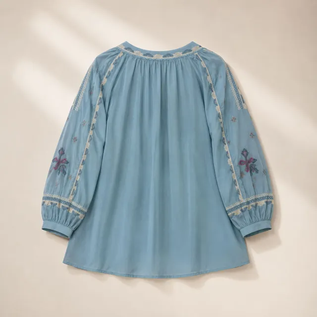【PANGCHI 龐吉】出清品 法式綁帶刺繡雪紡上衣(2513201/31/32)