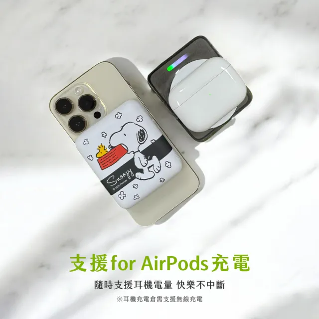 【SNOOPY 史努比】晶磁磁吸行動電源 5000mAh(Magsafe/P-161)