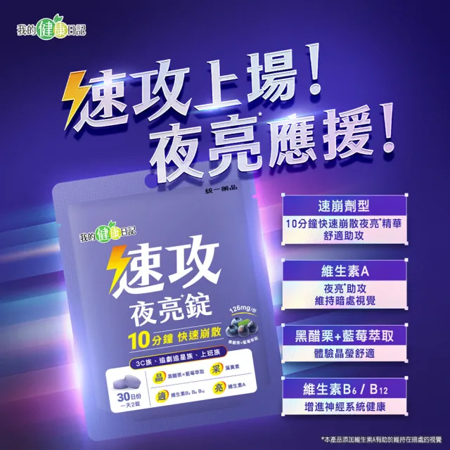 【我的健康日記】速攻夜亮錠(黑醋栗&藍莓配方)30日份(4入組)