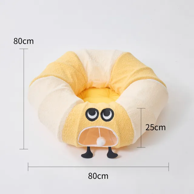 【Doko】2in1甜甜圈隧道 (80x80x25cm)｜貓咪玩具 貓窩 貓隧道 貓躲藏玩具 貓咪遊戲屋 摺疊貓玩具