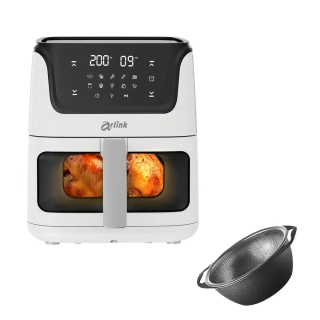 【Arlink】黑白大廚 液晶觸控 6L 透視氣炸鍋 AF-808 贈瀝水籃(大容量氣炸鍋/觸控氣炸鍋/免油料理)
