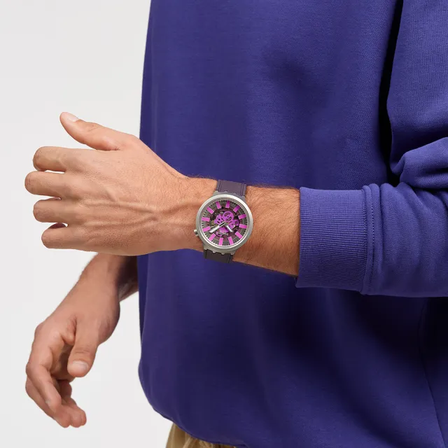 【SWATCH】AUDACIOUS ACAI 大錶面金屬手錶/男錶/女錶/瑞士製造 SB07S120(47mm)