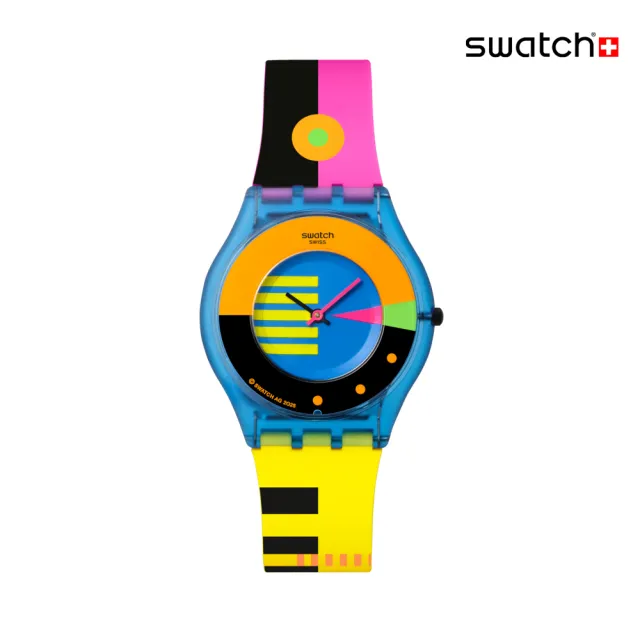 【SWATCH】NEON FLUMOTIONS 超薄手錶/男錶/女錶/瑞士製造 SS08S101(34mm)