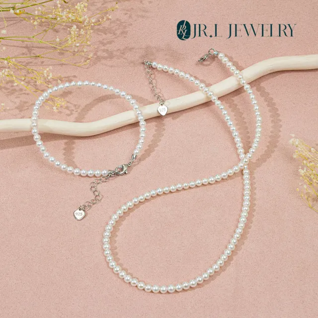 【JR.L JEWELRY】天然珍珠 氣質佳人珍珠套組(手鍊/項鍊3.5-4MM)