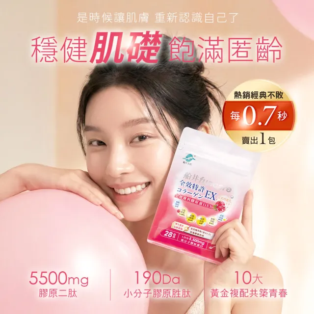 【funcare 船井生醫】全效專利膠原蛋白EX6入(共168日份)(乳酸菌/玻尿酸/紅石榴/奈米鈣/維生素C)