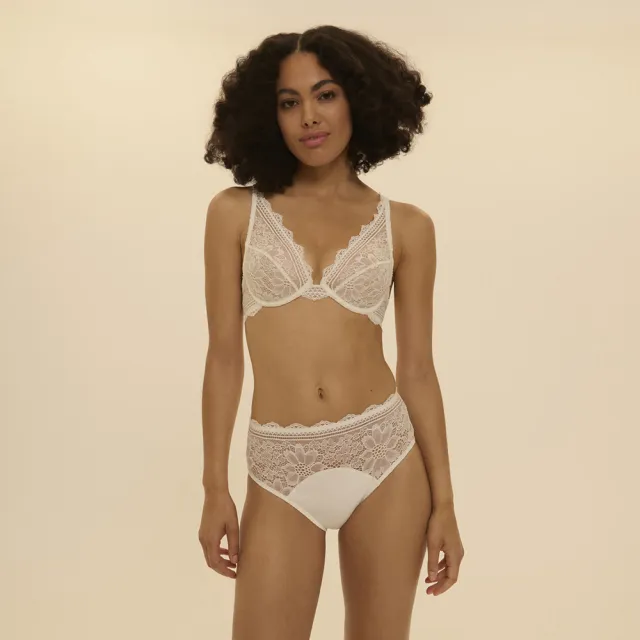 【Simone Perele 西蒙佩兒】無襯內衣｜FREESIA 小蒼蘭 義大利頂級蕾絲 法國精品 極致柔軟 象牙白 白色內衣
