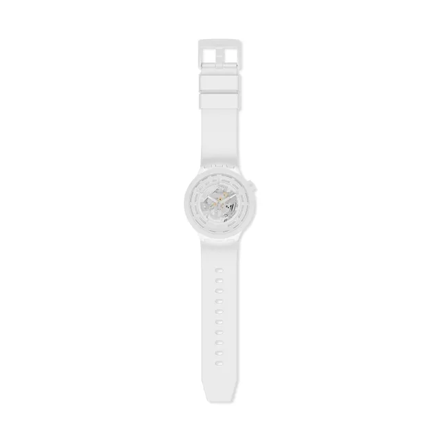 【SWATCH】C-WHITE 大錶面手錶/男錶/女錶/瑞士製造 SB03W100(47mm)