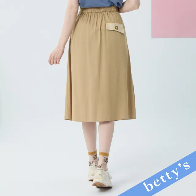 【betty’s 貝蒂思】跳色拼接不對稱口袋七分裙(卡其)