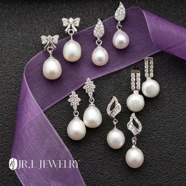 【JR.L JEWELRY】天然珍珠 6-10MM 純銀925珍珠耳環(垂墜款系列A)