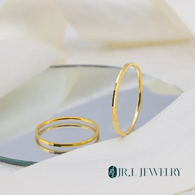 【JR.L JEWELRY】18K金 長方刻面紋黃K金戒指(固定戒圍)