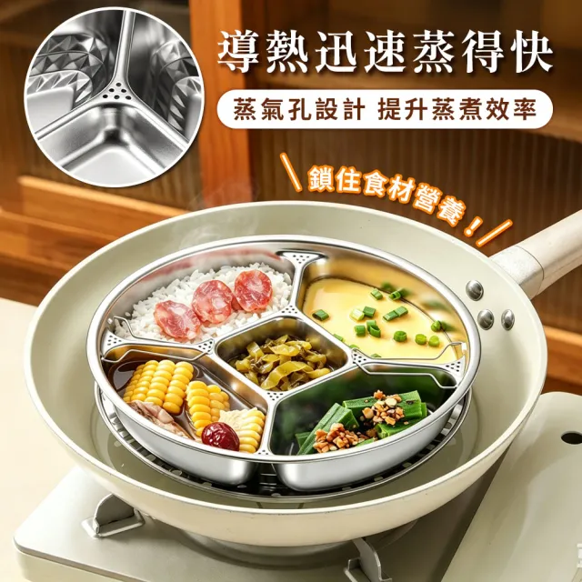 【WondaMom】304不鏽鋼多功能分格蒸盤 304不鏽鋼蒸盤 扇形蒸盒 扇形分隔蒸盤 蒸盤