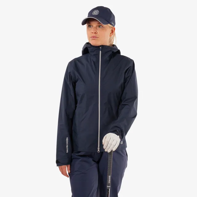 【GALVIN GREEN】女款 Andrea防水防風透氣連帽風衣夾克外套-海軍藍