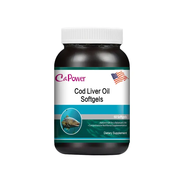 【CaPower 加柏爾】鱈魚肝油軟膠囊(60粒/瓶)-含Omega-3.DHA.EPA.維生素A.D.E