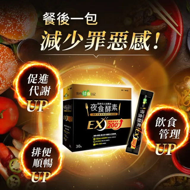 【我的健康日記】夜食酵素30包X3+EX30包X2(共150包 劉品言代言-幫助消化 排便順暢 乳清蛋白 鉻 藤黃果)