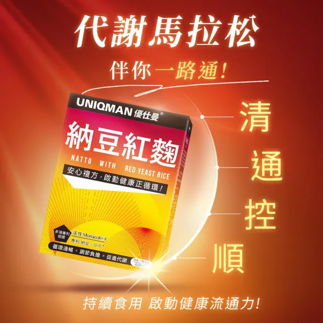 【UNIQMAN】頂級納豆紅麴 素食膠囊 1盒 (60粒/盒)