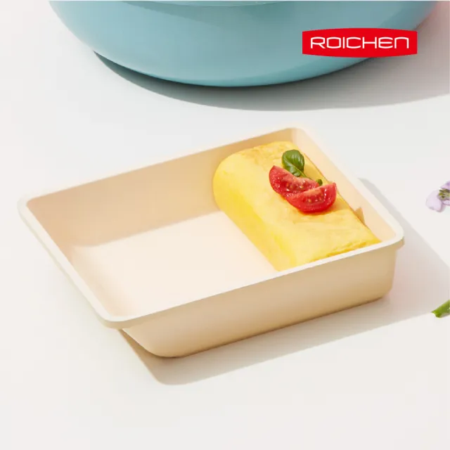 【Roichen】韓國製 15cm方型玉子燒鍋+29cm方型煎烤鍋+可拆把手(IH爐 全火源適用 陶瓷塗層不沾鍋)