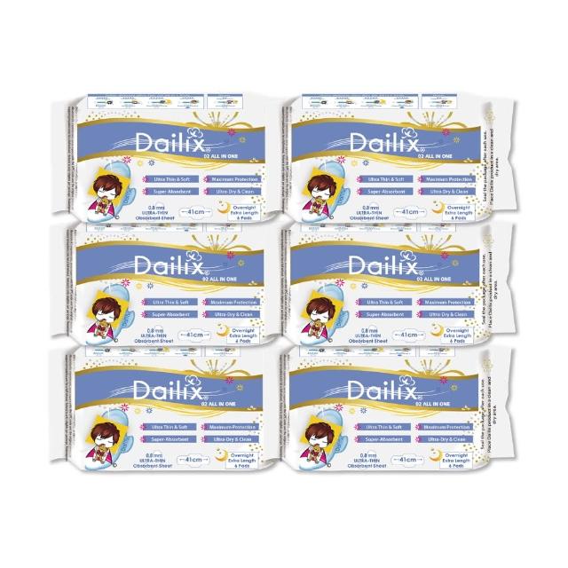 【Dailix】41cm吸血鬼超瞬吸抑菌淨味乾爽衛生棉(6片裝x6入組)
