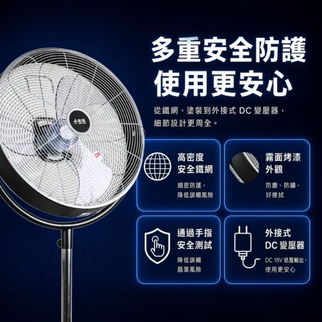 【勳風】20吋DC直流變頻工業風循環立扇/電風扇 風扇 落地立扇(HFB-S0830)
