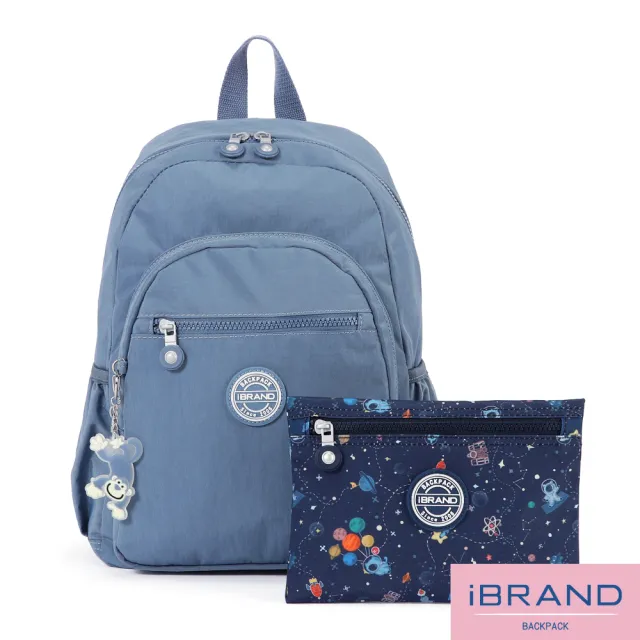 【iBrand】雙11 趣味派對尼龍口袋後背包(寶寶藍)