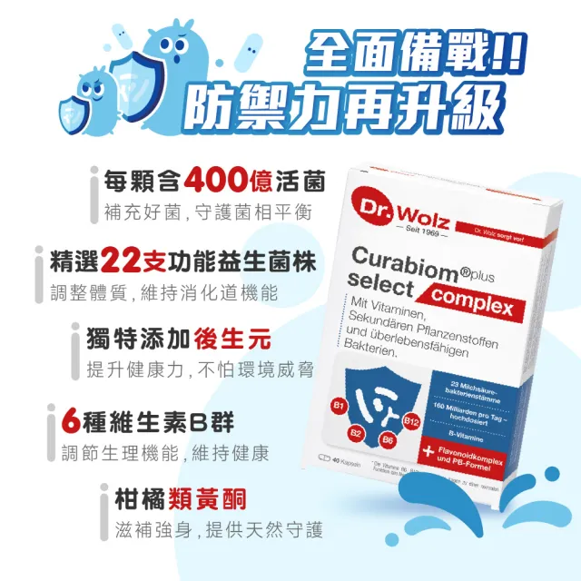 【德風健康館】Dr.Wolz 益健400億膠囊*1盒共40顆(益生菌膠囊 後生元 維生素B群 類黃酮 德國益生菌推薦)