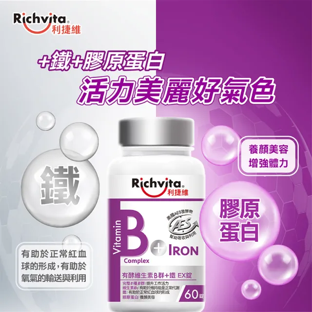 【利捷維】有酵維生素B群+鋅/鐵錠 2入組(任選 共120錠 陳傑憲 代言)