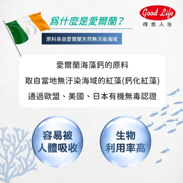 【得意人生】天然愛爾蘭紅藻高鈣複方海藻鈣+D3 四入組(共240粒 每錠鈣502mg 紅藻鈣 鈣片 補鈣 鎂)