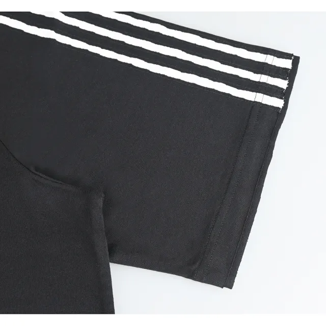 【Y-3 山本耀司】Y-3背面燙印白字LOGO純棉圓領三條紋短袖T恤(男款/黑)