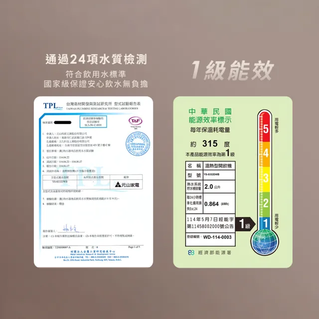 【元山】7.1L一級能效煮沸調溫溫熱飲水機 灰常熱 YS-8332DWB