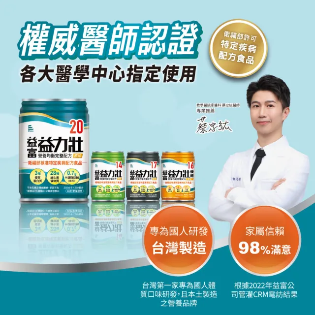 【益富】益力壯20 營養均衡完整配方-原味 250ml*72入(蛋白質 口飲/管灌適用)
