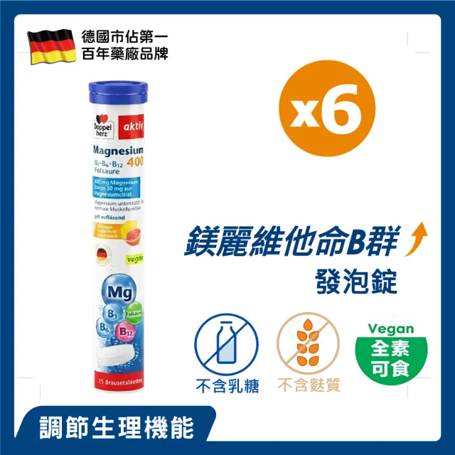 【Doppelherz 德之寶】維他命B群發泡錠15錠x6罐(德國雙心)