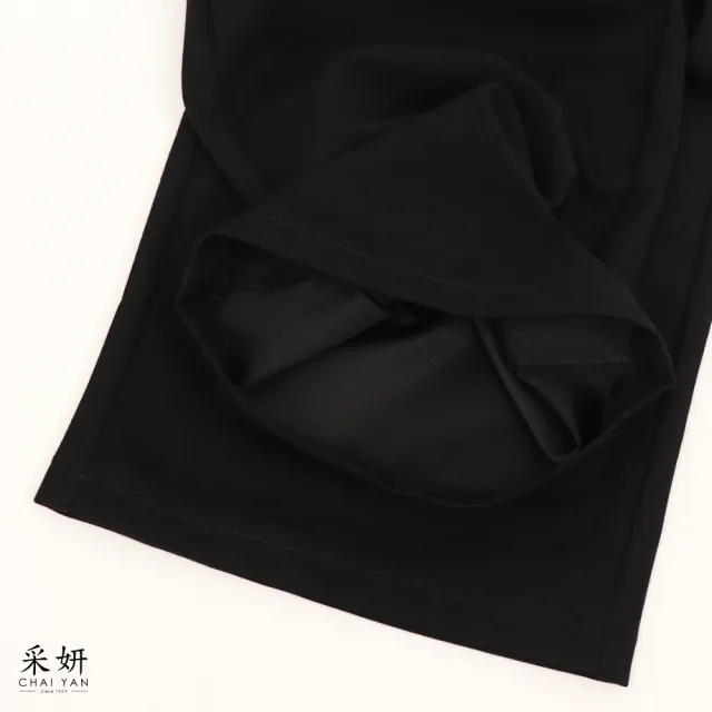【CHAI YAN 采妍】蝴蝶布標休閒八分褲(春夏女裝/中大尺碼/九分褲/休閒褲/寬褲)