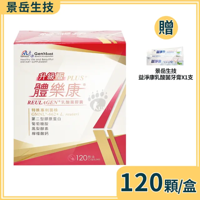 【景岳生技】體樂康乳酸菌膠囊120粒/盒 升級版(贈益淨康牙膏1支 葡萄糖胺 第二型膠原蛋白 鳳梨酵素)