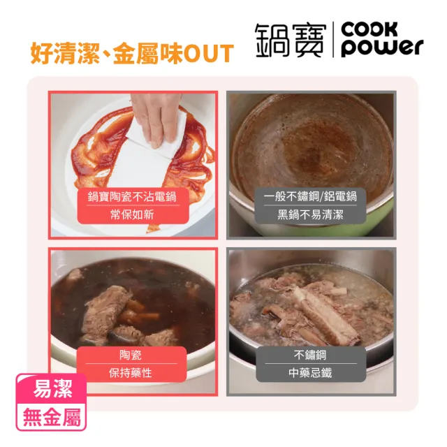 【CookPower 鍋寶】永保潔分離式陶瓷不沾電鍋 10人份-奶茶色(ER-1071)
