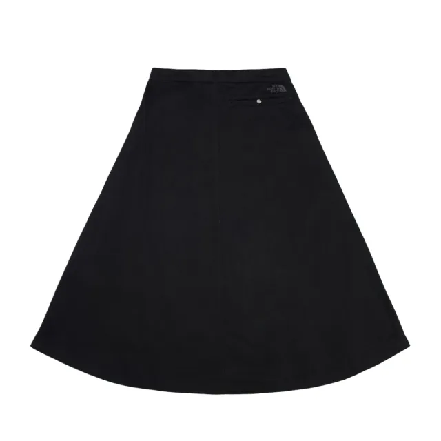 【The North Face】北面女款黑色M66純棉附腰帶休閒長裙|8DWYJK3