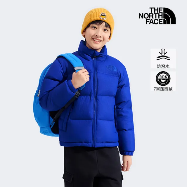 【The North Face 官方旗艦】北面經典1996兒童藍色DWR防潑水羽絨外套｜8EMACZ6(700蓬鬆度)