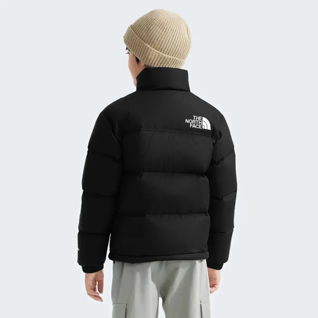 【The North Face 官方旗艦】經典ICON-北面兒童黑色DWR防潑水羽絨外套|8A4CJK3(700蓬鬆度)