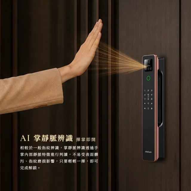 【chatlock】日本製頂級電子門鎖 AI 智慧 A50 - 摩卡棕