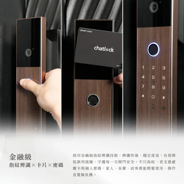【chatlock】日本製頂級電子門鎖 AI 智慧 A90 - 木紋款
