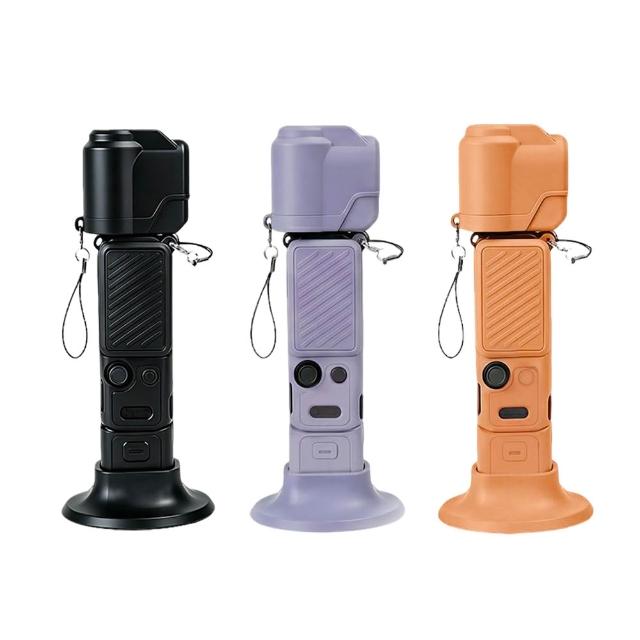 【OMG】DJI Osmo Pocket 4 矽膠防摔保護套 防摔防刮 運動相機保護殼 口袋相機保護套 附掛繩