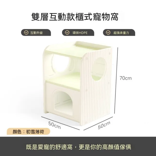 【佳美多】大型貓窩 寵物窩 櫃式寵物窩 加高 70cm 雙層互通貓別墅 可沖洗寵物窩 上下多洞口互動設計