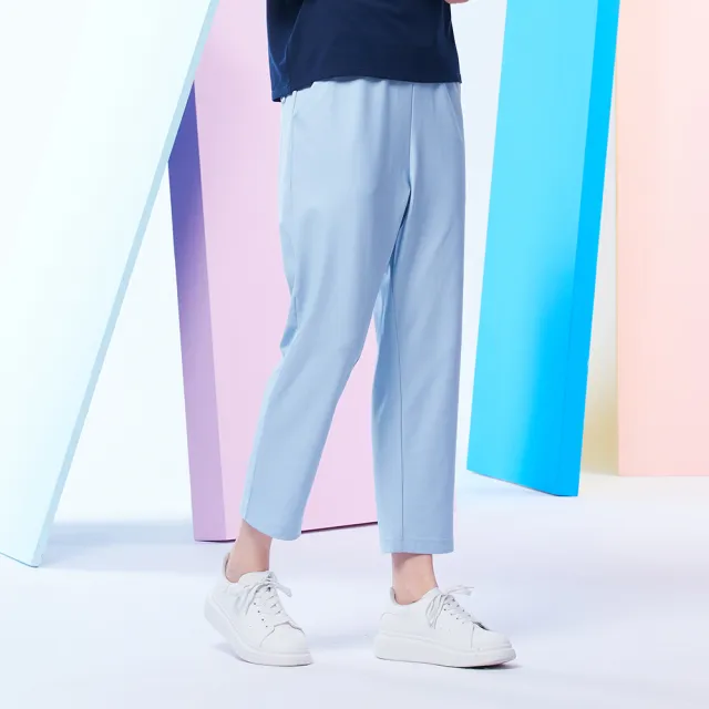 【SKY YARD】網路限定款-彈性鬆緊九分長褲-淺藍