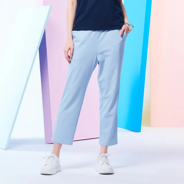 【SKY YARD】網路限定款-彈性鬆緊九分長褲-淺藍
