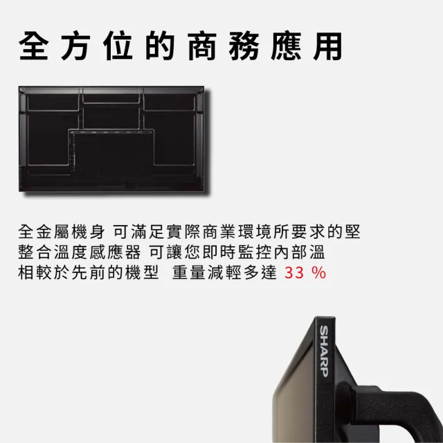 【SHARP 夏普】55吋 4K商用顯示器 數位看板 廣告機 商用電子看板(PN-ME552)