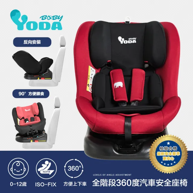 【YODA】0-12歲360ISOFIX兒童汽車座椅+汽車座椅保護墊