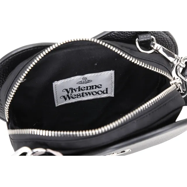 【Vivienne Westwood】Louise Heart 星球飾壓紋皮革拼接心型斜背包(黑色)